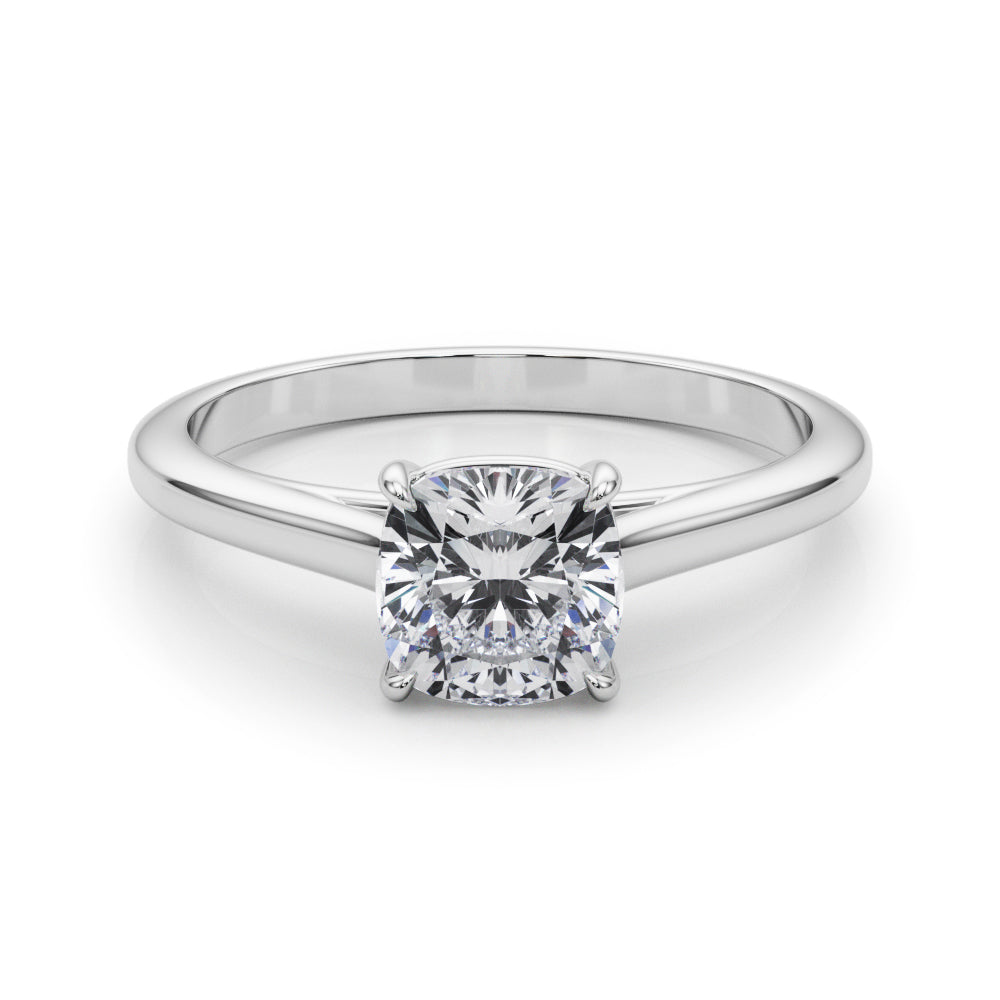 Timeless Solitaire Cushion Diamond Engagement Ring — 9K/18K Gold & Platinum