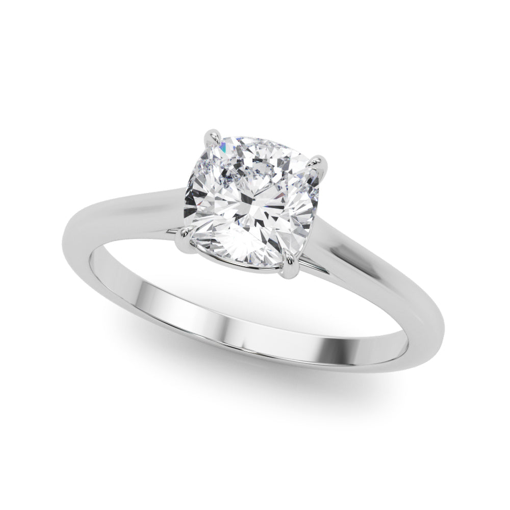 Timeless Solitaire Cushion Diamond Engagement Ring — 9K/18K Gold & Platinum