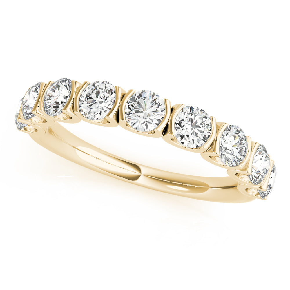 Bar Set U-Prong Half Eternity Ring in Gold & Platinum
