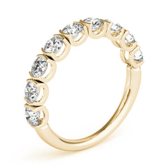 Bar Set U-Prong Half Eternity Ring in Gold & Platinum