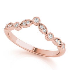 Diamond Chevron Half Eternity Ring in Gold & Platinum