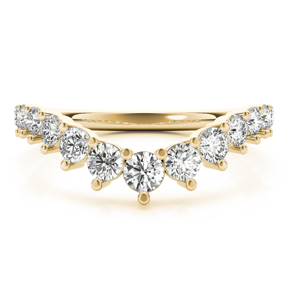 Graduating Diamond Chevron Half Eternity Ring in Gold & Platinum