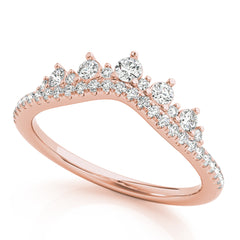 Diamond Chevron Half Eternity Ring in Gold & Platinum