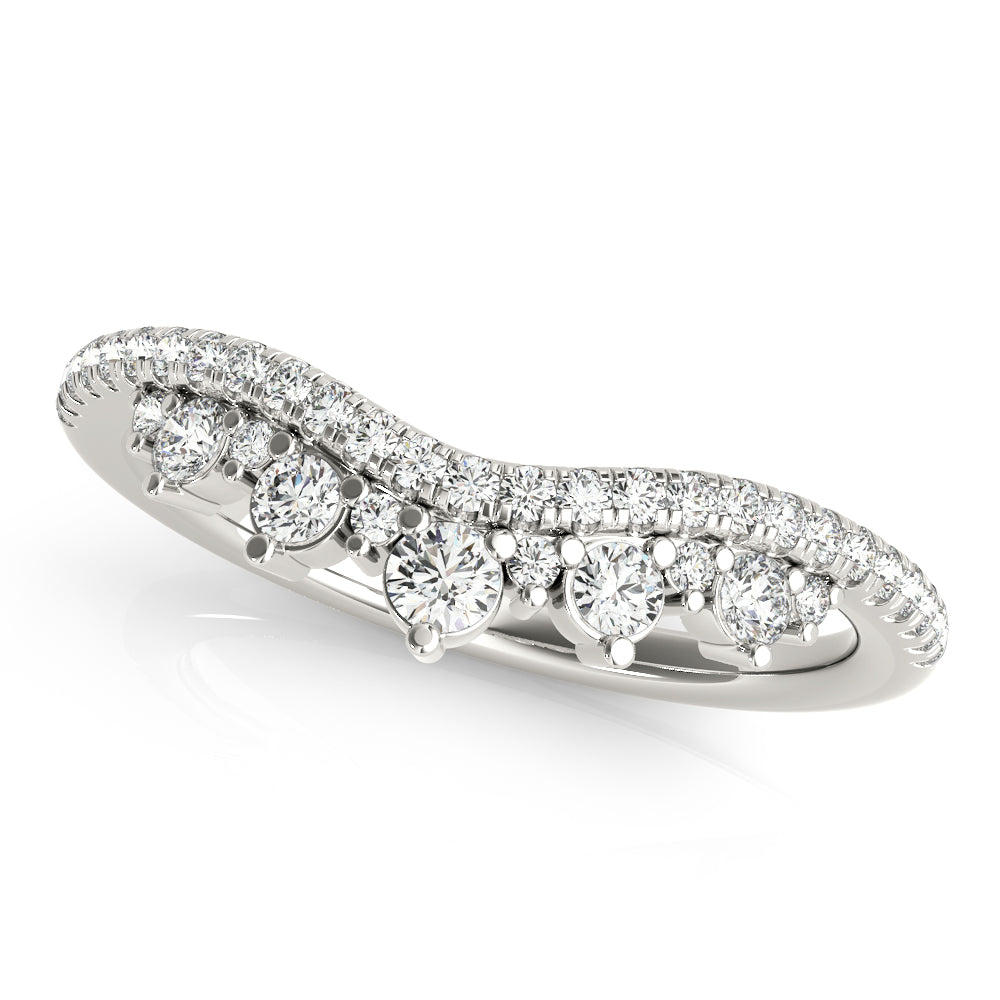 Diamond Chevron Half Eternity Ring in Gold & Platinum