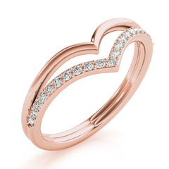 Double Chevron Half Eternity Ring in Gold & Platinum