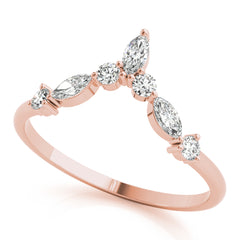 Alternating Round & Marquise Chevron Half Eternity Ring in Gold & Platinum