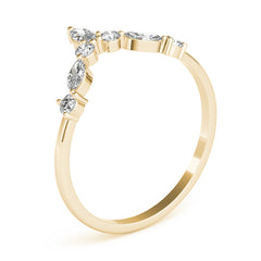 Alternating Round & Marquise Chevron Half Eternity Ring in Gold & Platinum