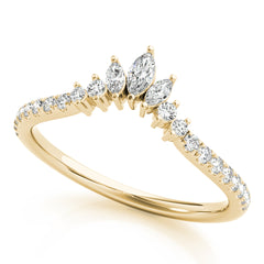 Round & Marquise Diamond Half Eternity Ring in Gold & Platinum