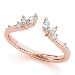 Round & Marquise Open Chevron Half Eternity Ring in Gold & Platinum