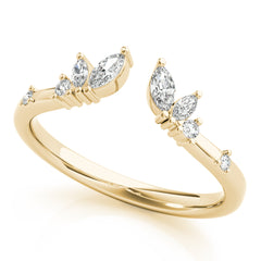 Round & Marquise Open Chevron Half Eternity Ring in Gold & Platinum