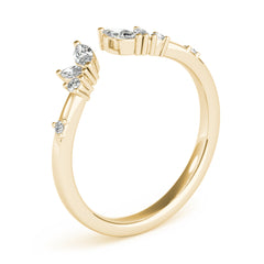 Round & Marquise Open Chevron Half Eternity Ring in Gold & Platinum