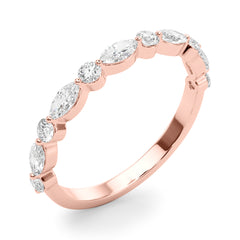 Alternating Marquise & Round Half Eternity Ring in Gold & Platinum