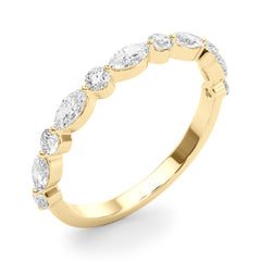 Alternating Marquise & Round Half Eternity Ring in Gold & Platinum