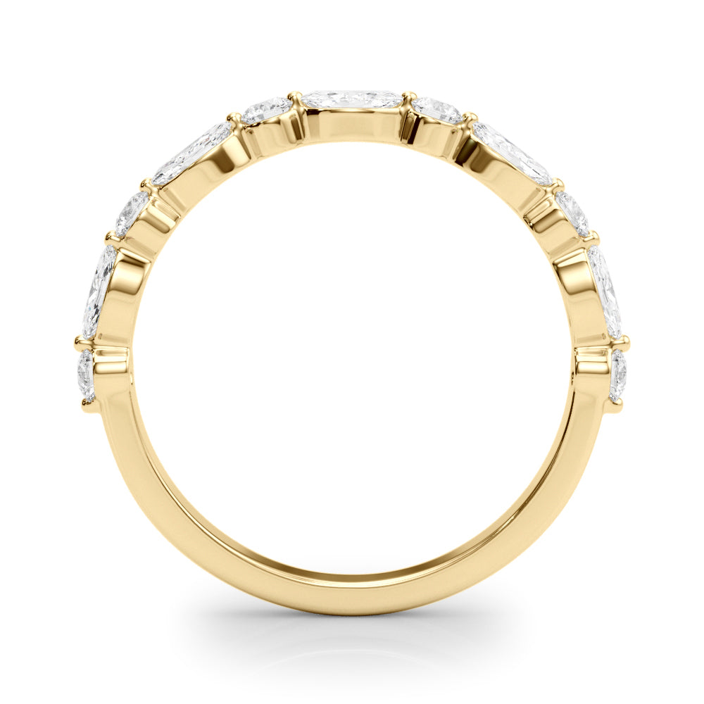 Alternating Marquise & Round Half Eternity Ring in Gold & Platinum