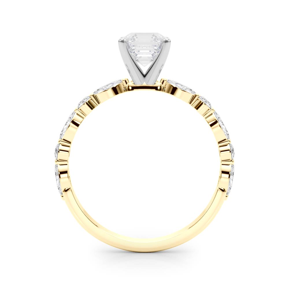 Brilliant Sidestone Marquise Diamond Engagement Ring — 9K/18K Gold & Platinum