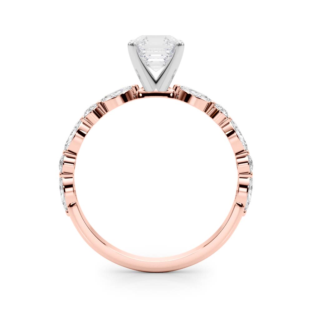 Brilliant Sidestone Marquise Diamond Engagement Ring — 9K/18K Gold & Platinum