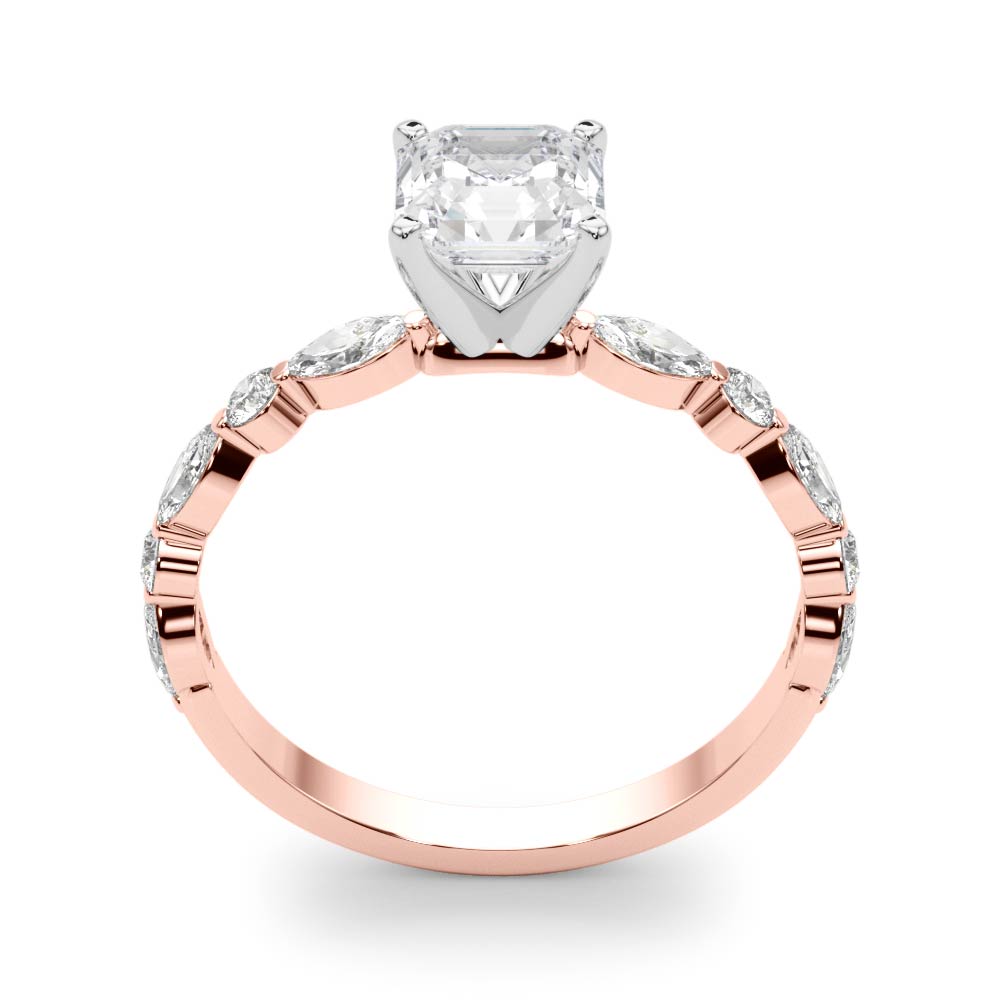 Brilliant Sidestone Marquise Diamond Engagement Ring — 9K/18K Gold & Platinum