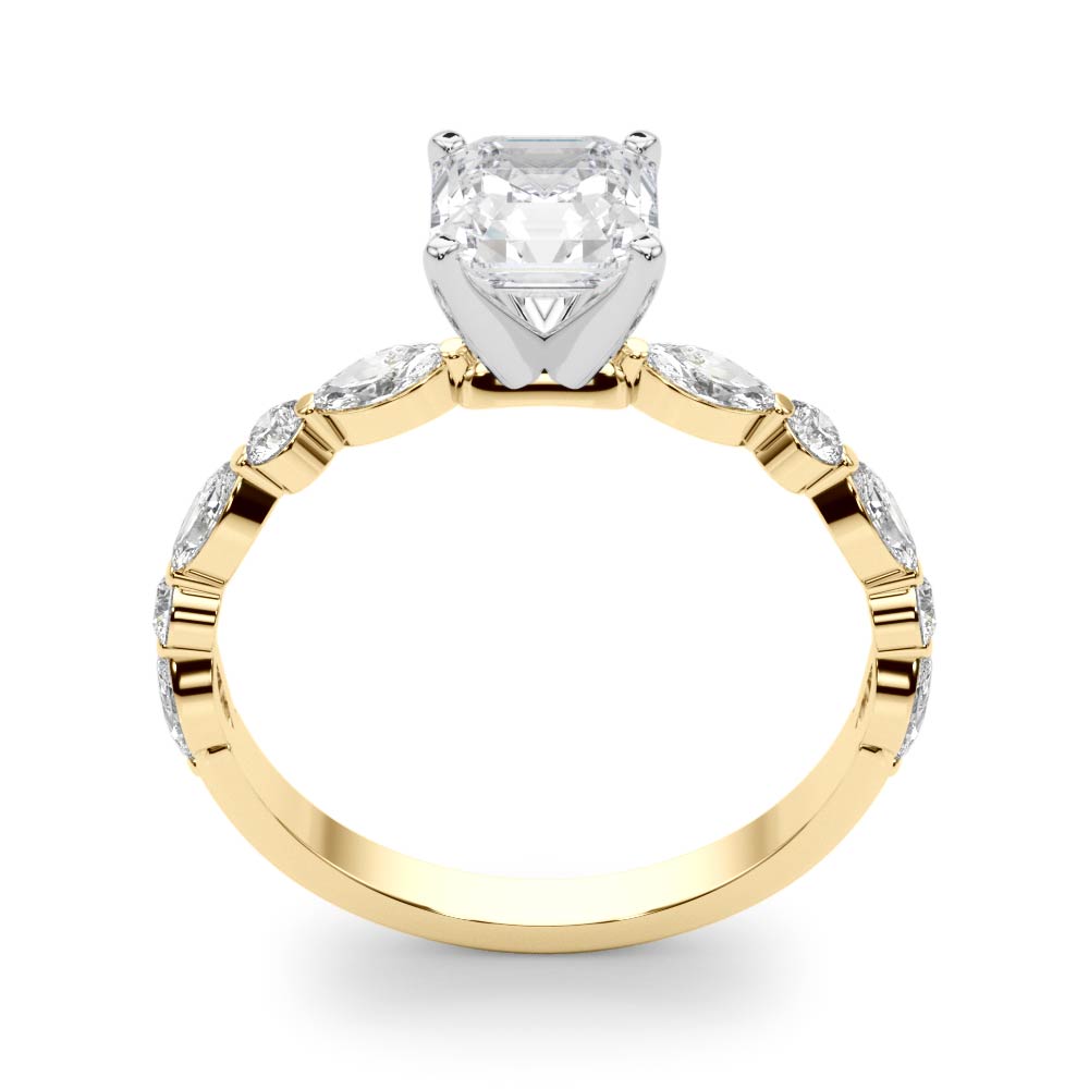 Brilliant Sidestone Marquise Diamond Engagement Ring — 9K/18K Gold & Platinum