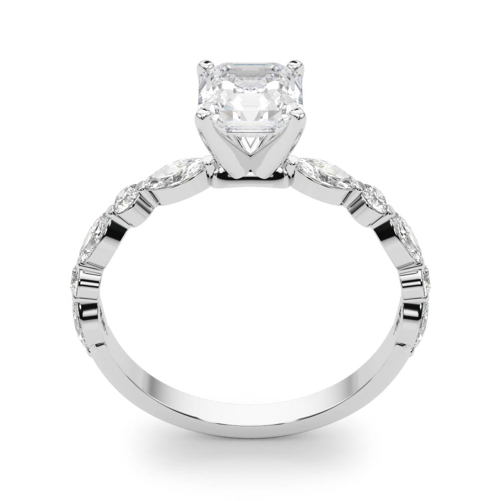 Brilliant Sidestone Marquise Diamond Engagement Ring — 9K/18K Gold & Platinum