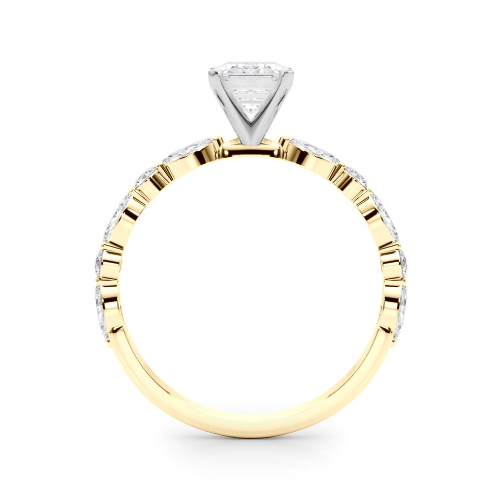 Brilliant Sidestone Marquise Diamond Engagement Ring — 9K/18K Gold & Platinum
