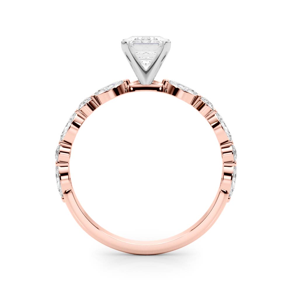 Brilliant Sidestone Marquise Diamond Engagement Ring — 9K/18K Gold & Platinum