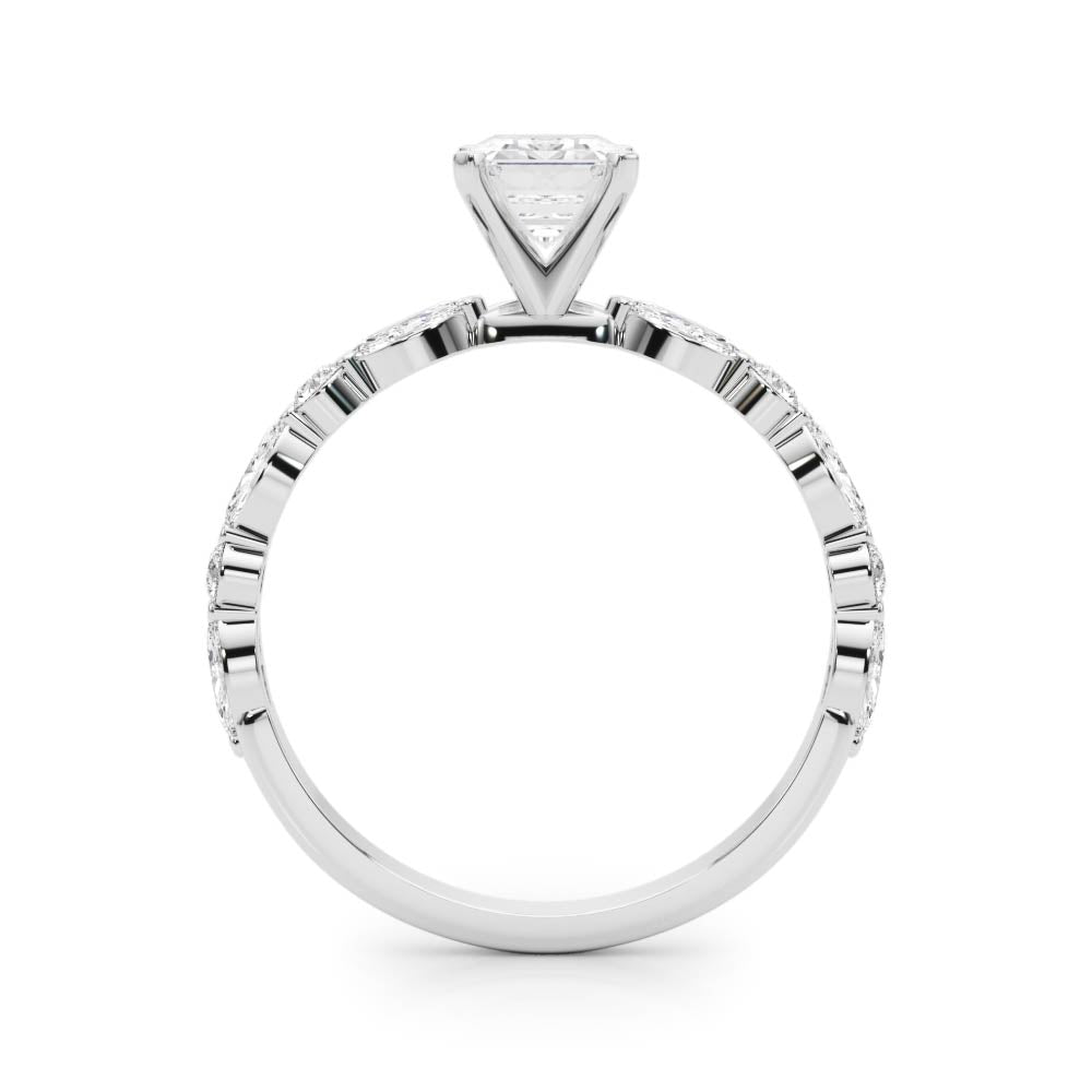 Brilliant Sidestone Marquise Diamond Engagement Ring — 9K/18K Gold & Platinum