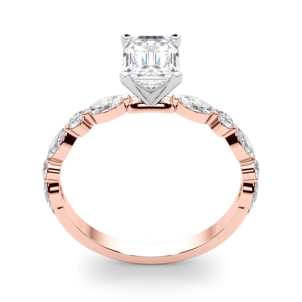 Brilliant Sidestone Marquise Diamond Engagement Ring — 9K/18K Gold & Platinum