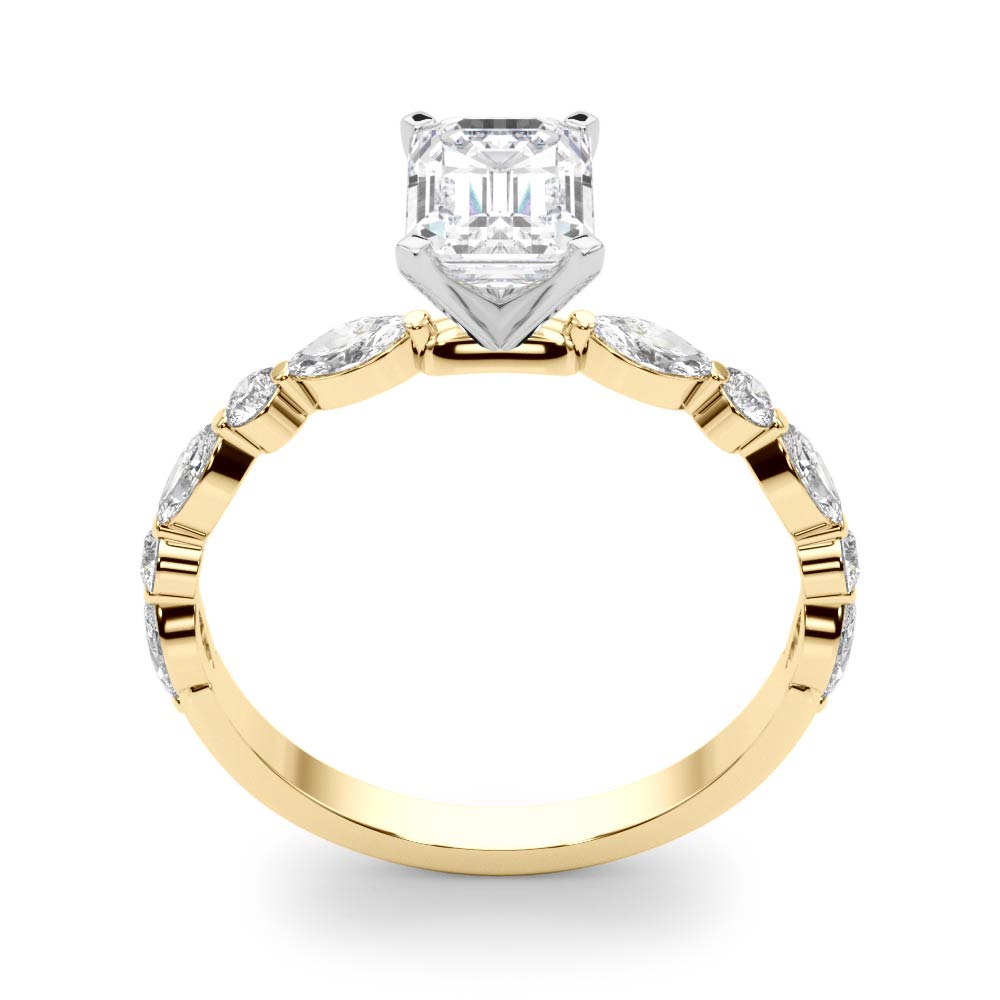 Brilliant Sidestone Marquise Diamond Engagement Ring — 9K/18K Gold & Platinum