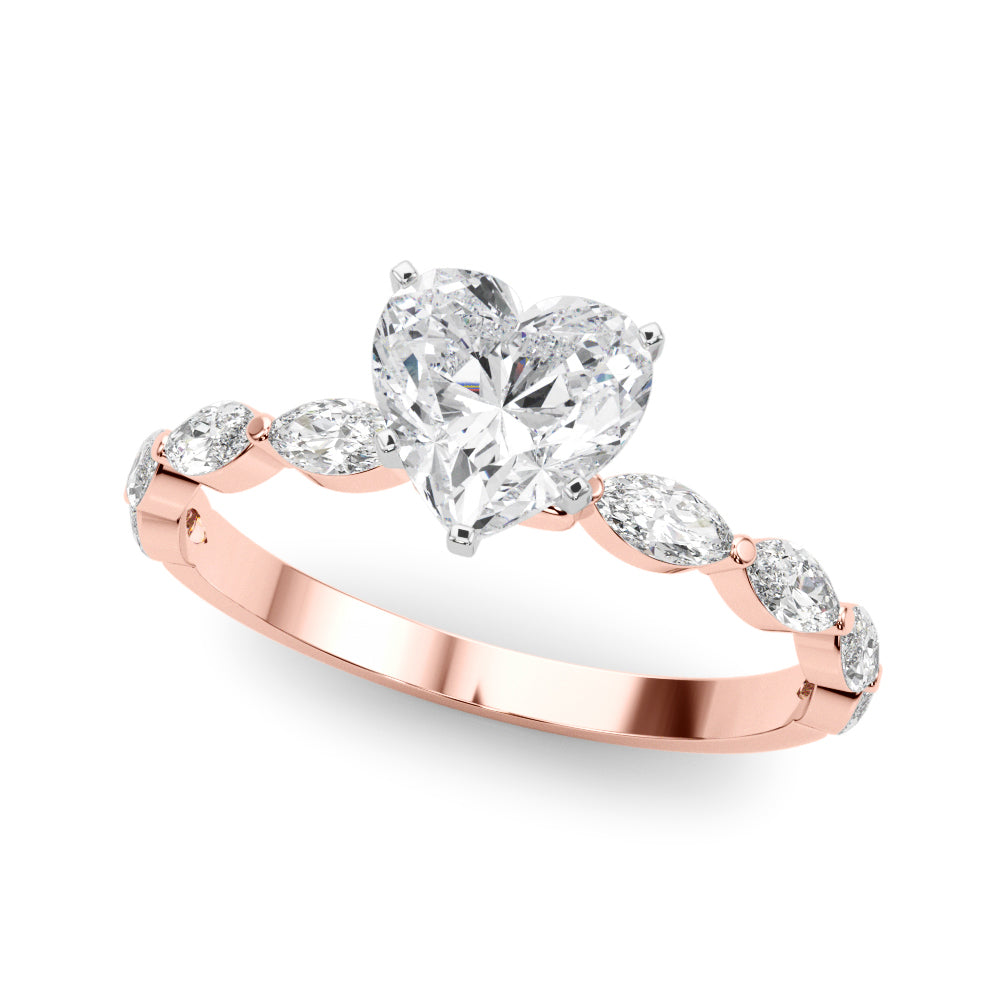 Brilliant Sidestone Marquise Diamond Engagement Ring — 9K/18K Gold & Platinum
