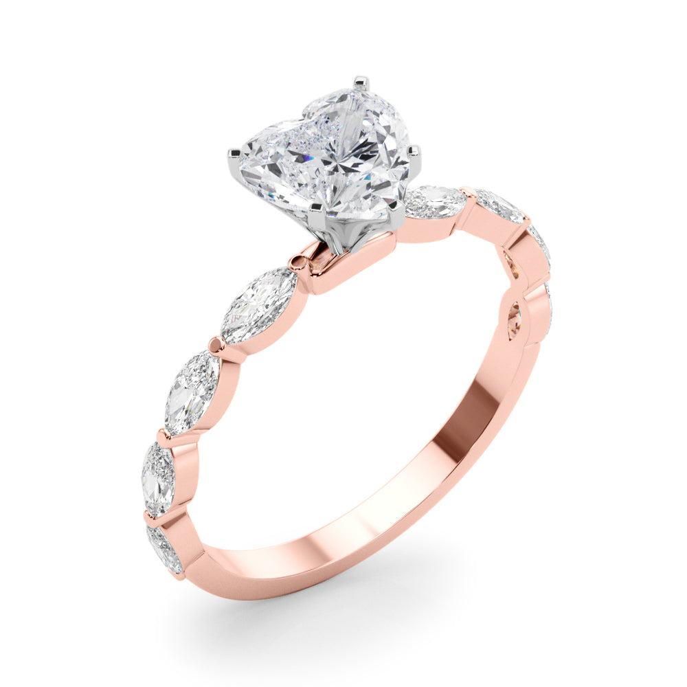 Brilliant Sidestone Marquise Diamond Engagement Ring — 9K/18K Gold & Platinum