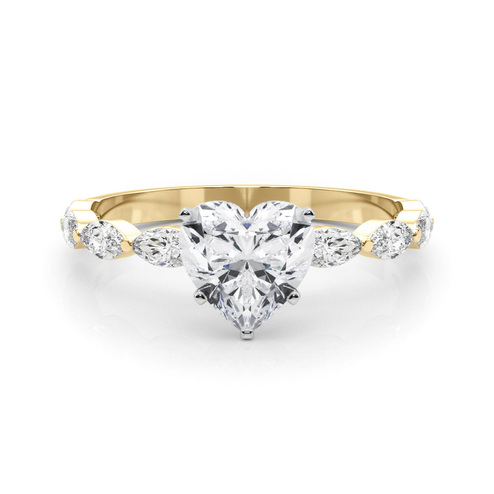 Brilliant Sidestone Marquise Diamond Engagement Ring — 9K/18K Gold & Platinum