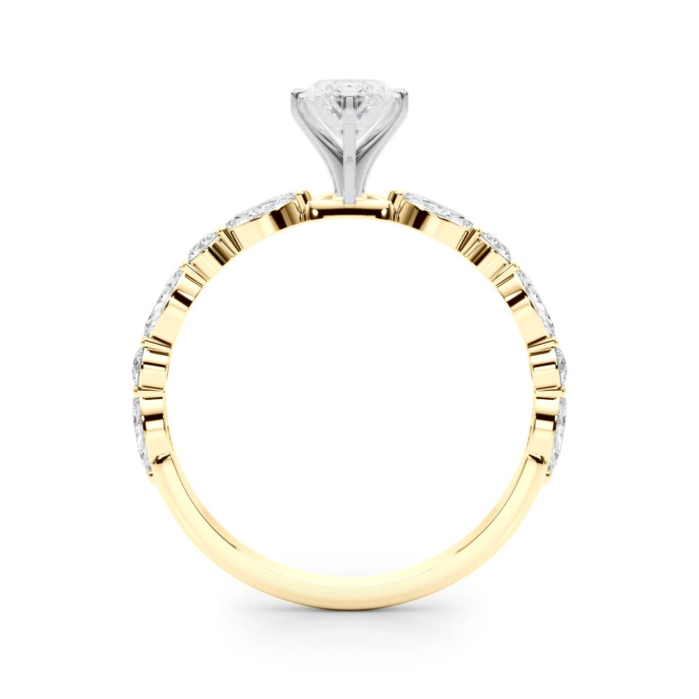 Brilliant Sidestone Marquise Diamond Engagement Ring — 9K/18K Gold & Platinum