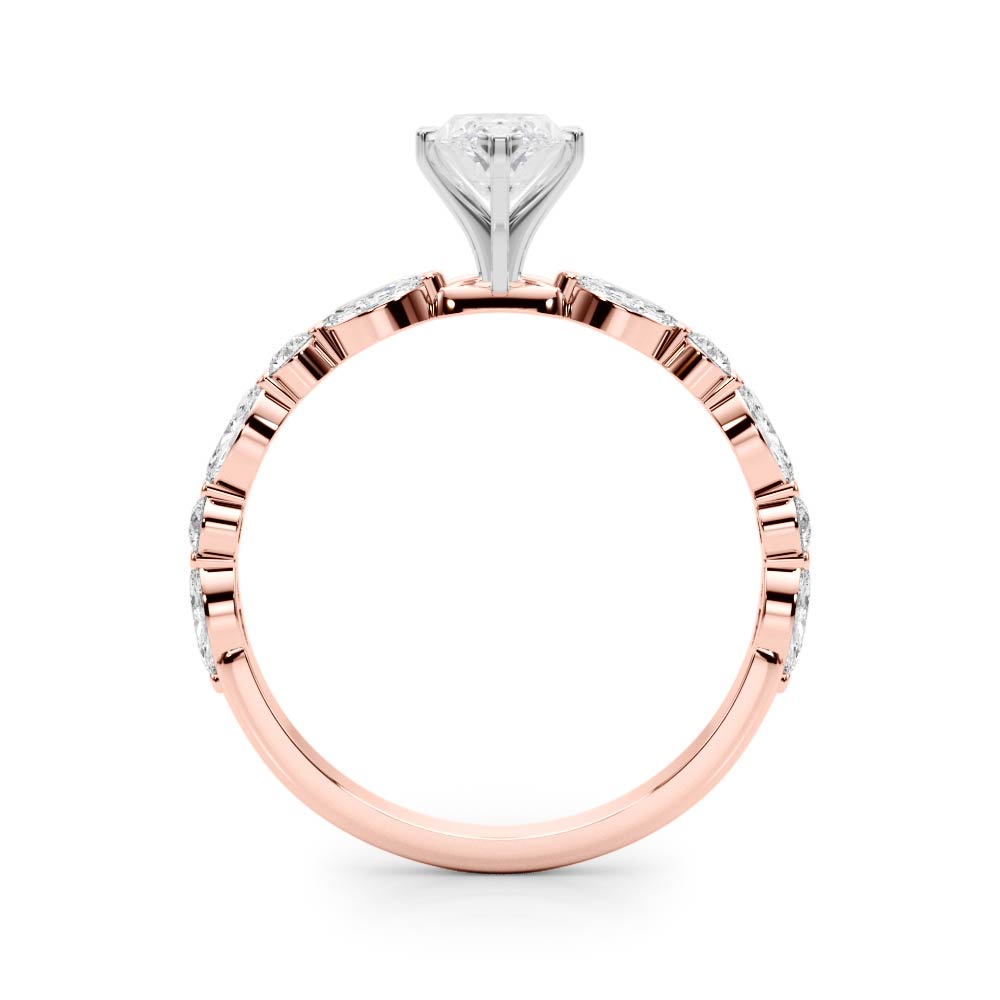 Brilliant Sidestone Marquise Diamond Engagement Ring — 9K/18K Gold & Platinum