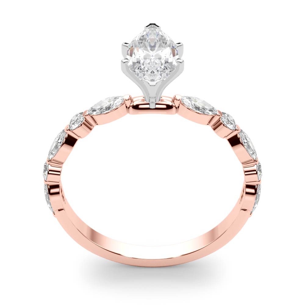Brilliant Sidestone Marquise Diamond Engagement Ring — 9K/18K Gold & Platinum