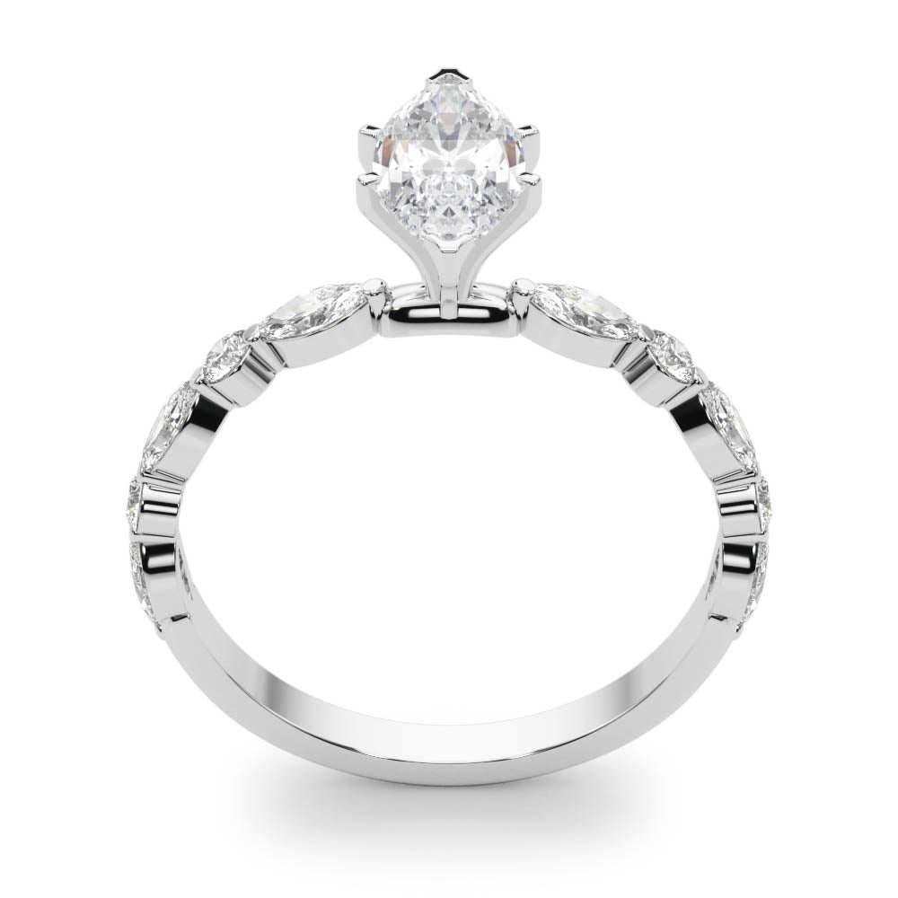 Brilliant Sidestone Marquise Diamond Engagement Ring — 9K/18K Gold & Platinum