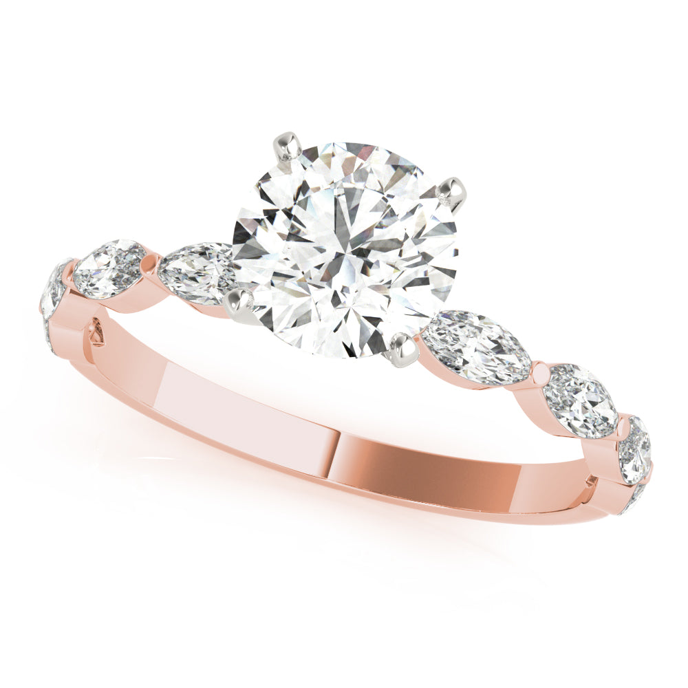 Majestic Sidestone Marquise Diamond Engagement Ring — 9K/18K Gold & Platinum