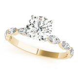 Majestic Sidestone Marquise Diamond Engagement Ring — 9K/18K Gold & Platinum