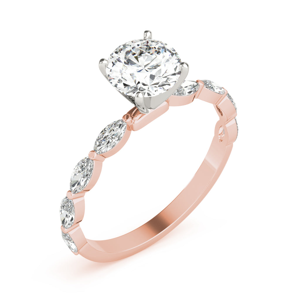 Majestic Sidestone Marquise Diamond Engagement Ring — 9K/18K Gold & Platinum