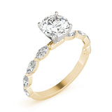 Majestic Sidestone Marquise Diamond Engagement Ring — 9K/18K Gold & Platinum
