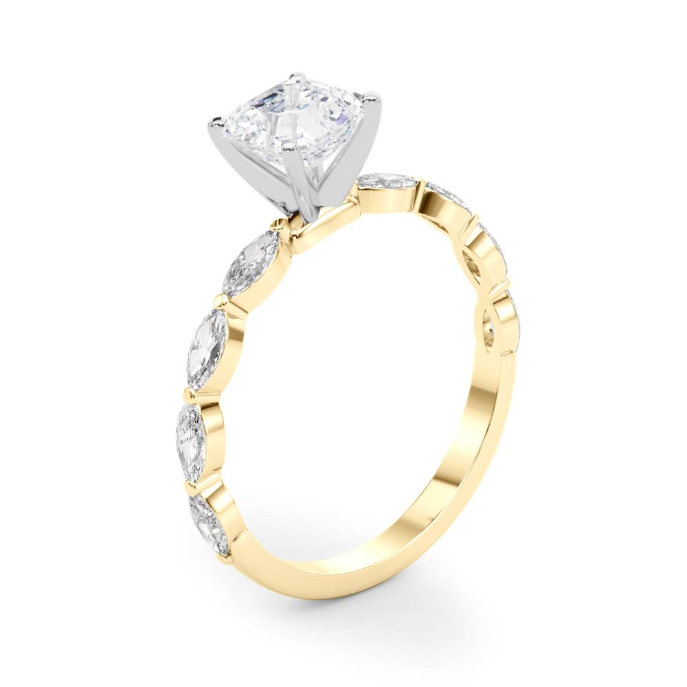Majestic Sidestone Marquise Diamond Engagement Ring — 9K/18K Gold & Platinum