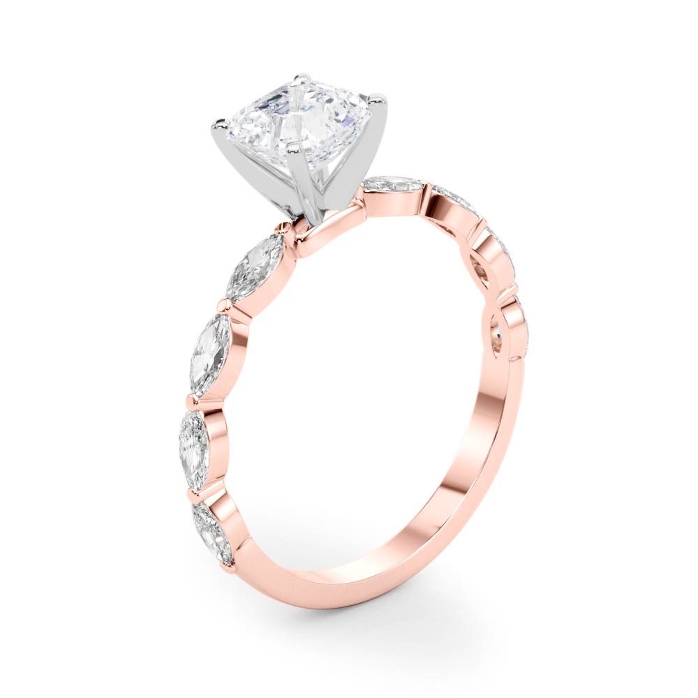 Majestic Sidestone Marquise Diamond Engagement Ring — 9K/18K Gold & Platinum