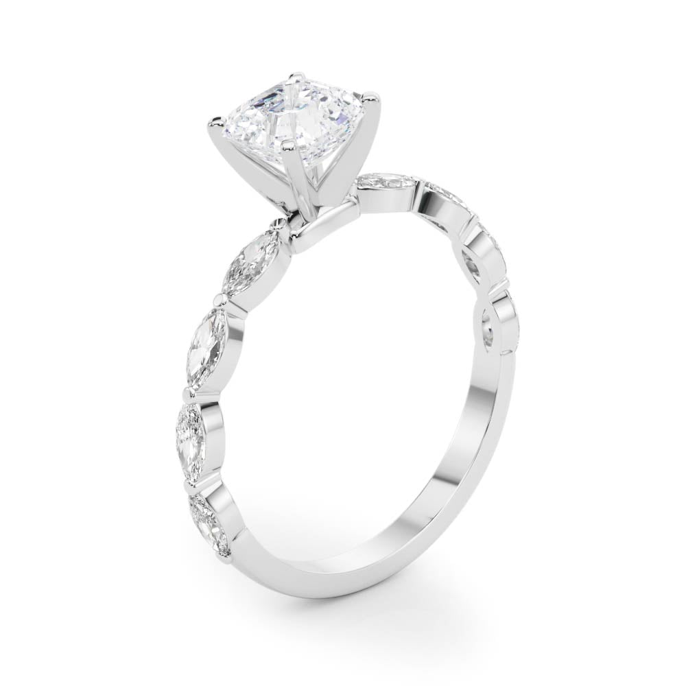 Majestic Sidestone Marquise Diamond Engagement Ring — 9K/18K Gold & Platinum