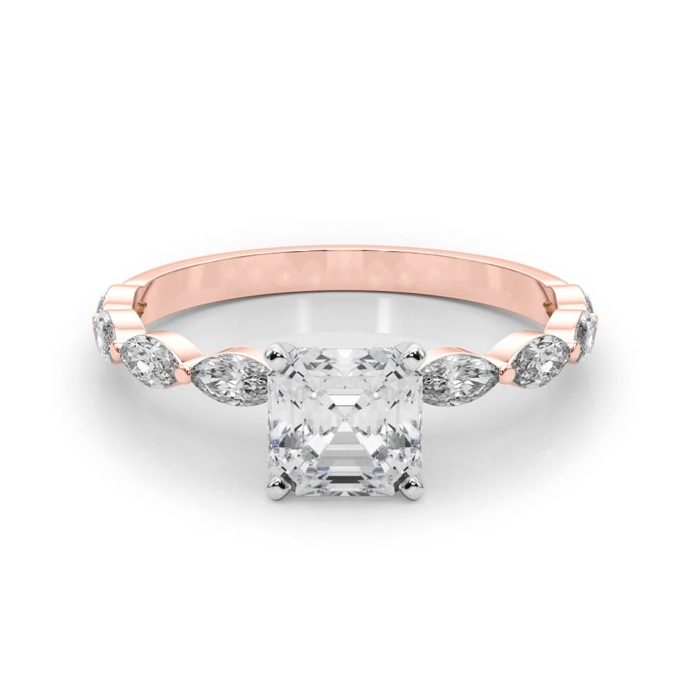 Majestic Sidestone Marquise Diamond Engagement Ring — 9K/18K Gold & Platinum