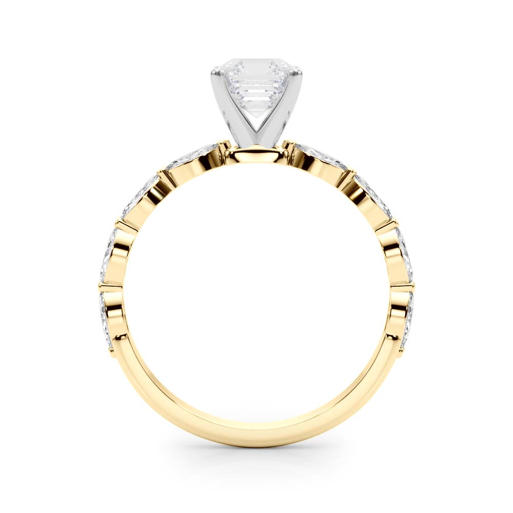Majestic Sidestone Marquise Diamond Engagement Ring — 9K/18K Gold & Platinum