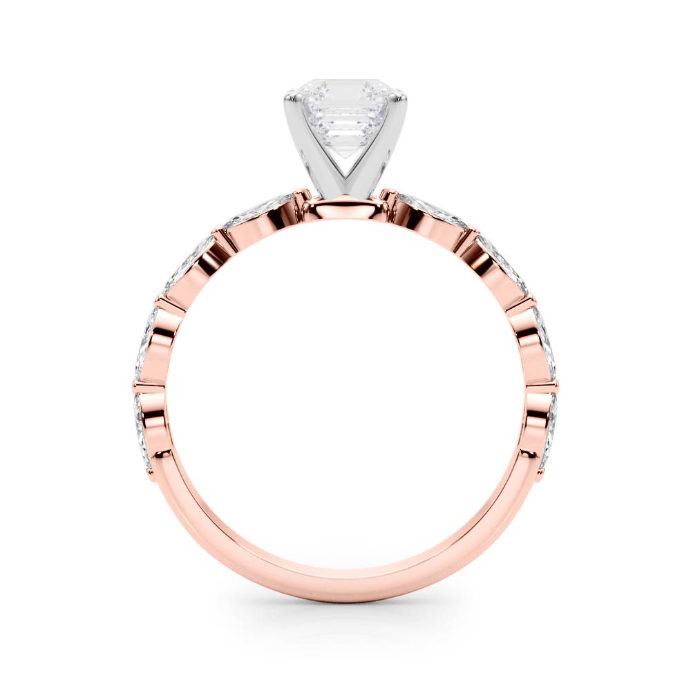 Majestic Sidestone Marquise Diamond Engagement Ring — 9K/18K Gold & Platinum