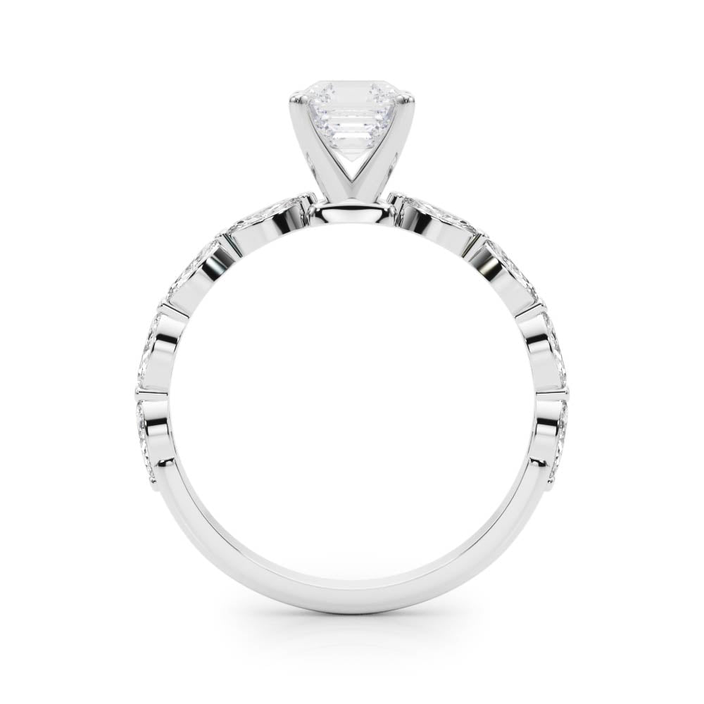 Majestic Sidestone Marquise Diamond Engagement Ring — 9K/18K Gold & Platinum