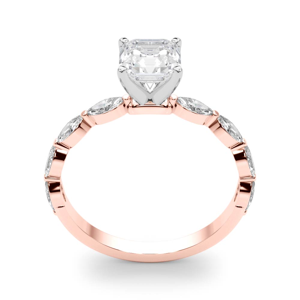 Majestic Sidestone Marquise Diamond Engagement Ring — 9K/18K Gold & Platinum