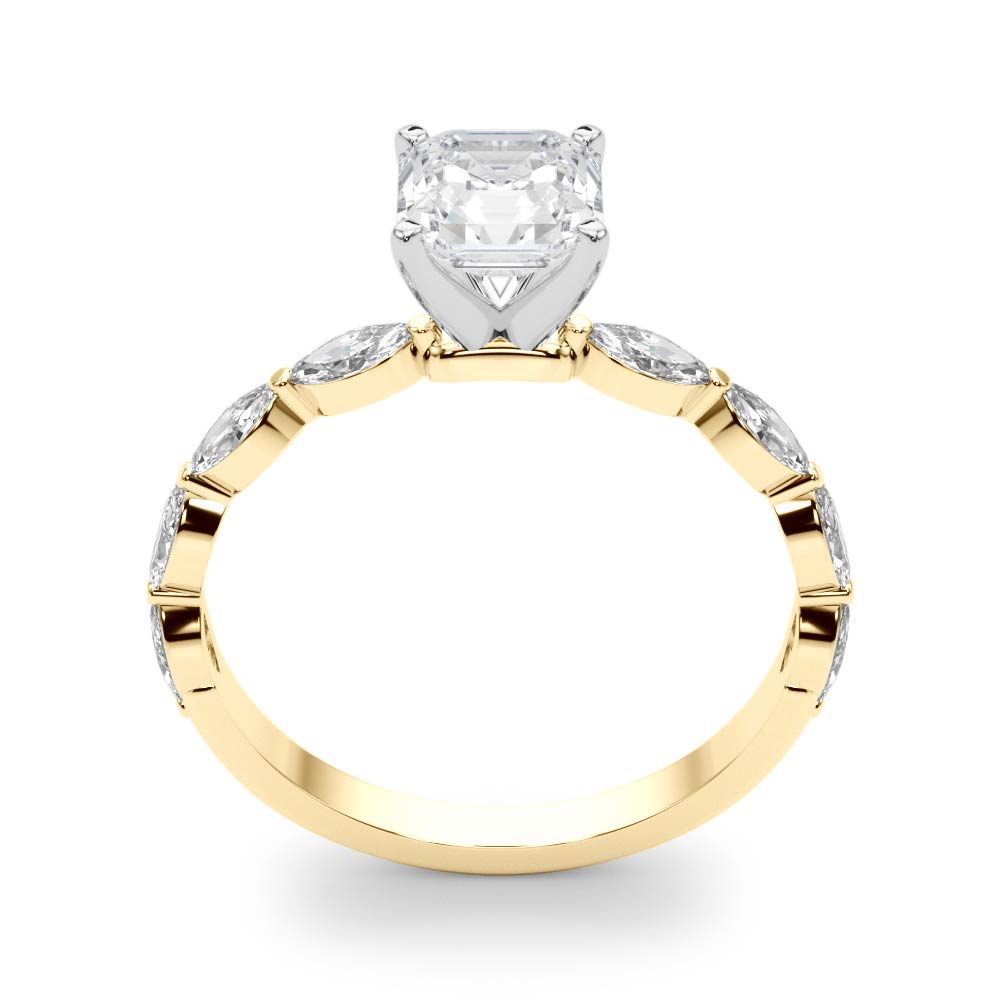 Majestic Sidestone Marquise Diamond Engagement Ring — 9K/18K Gold & Platinum
