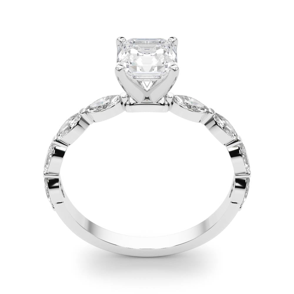 Majestic Sidestone Marquise Diamond Engagement Ring — 9K/18K Gold & Platinum