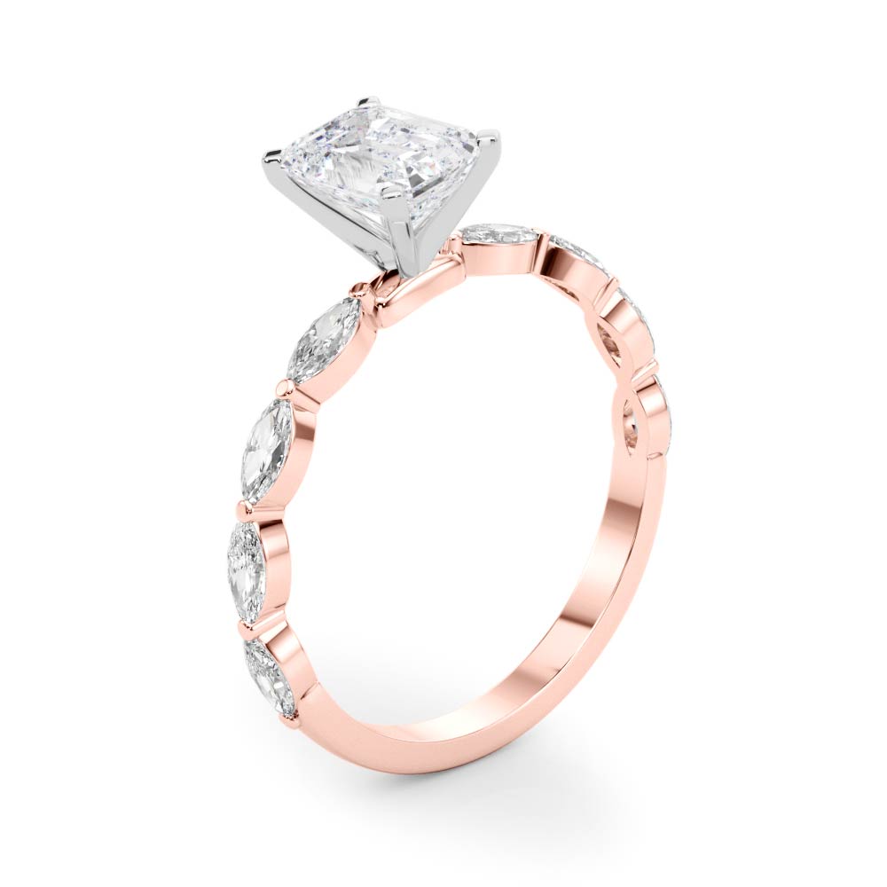 Majestic Sidestone Marquise Diamond Engagement Ring — 9K/18K Gold & Platinum